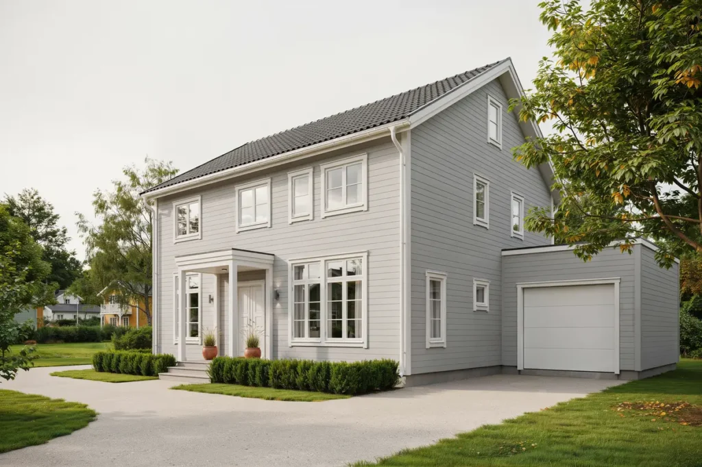 fasadrenovering med till ggsisolering och m lning av villa i taxinge